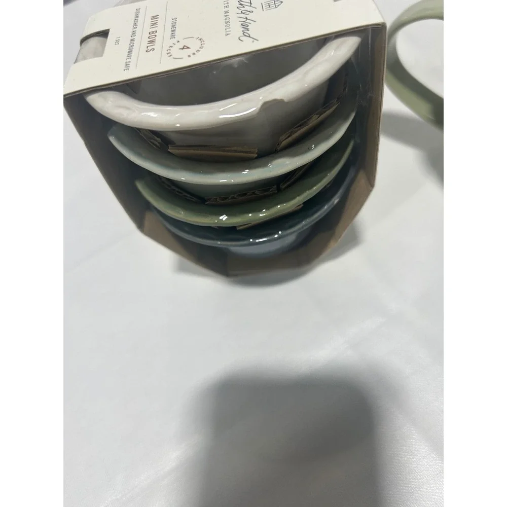 Hearth & Hand‎ Magnolia Mini Bowls Set 4 & Threshold Matte Green Mug Stoneware